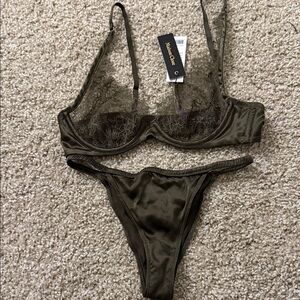 Elegant Olive Lace Bra Set
